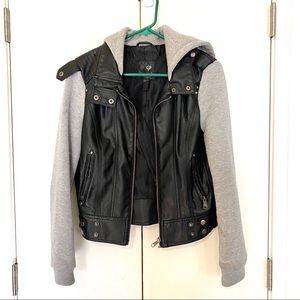 Leather Jacket w/Sweatshirt sleeves